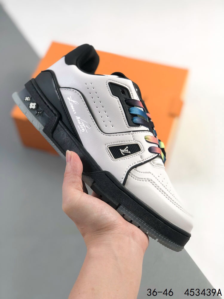 公司级！LVLVLV Trail Sneaker Low 休闲运动文化百搭篮球板鞋 致TPR光泽鞋底#耐弯折滴塑支持片#鞋垫嵌入超软脚感乳胶材质的篮球鞋 Size：如图所示ID：453439A1