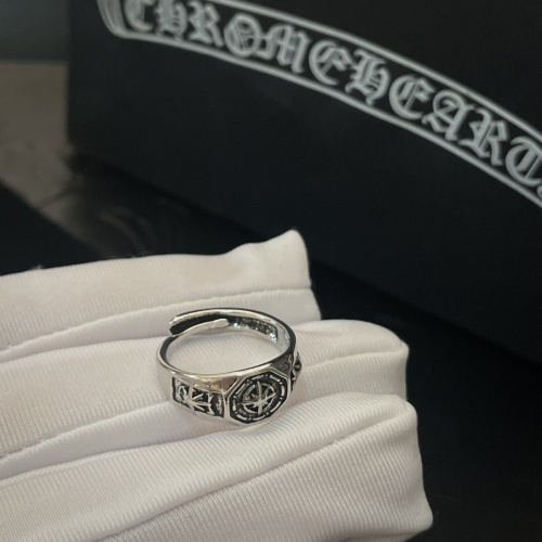 Chrome Hearts Vintage Sterling Silver Ring with Cross and Floral Design 1 Chrome Hearts Vintage Sterling Silver Ring with Cross and Floral Design