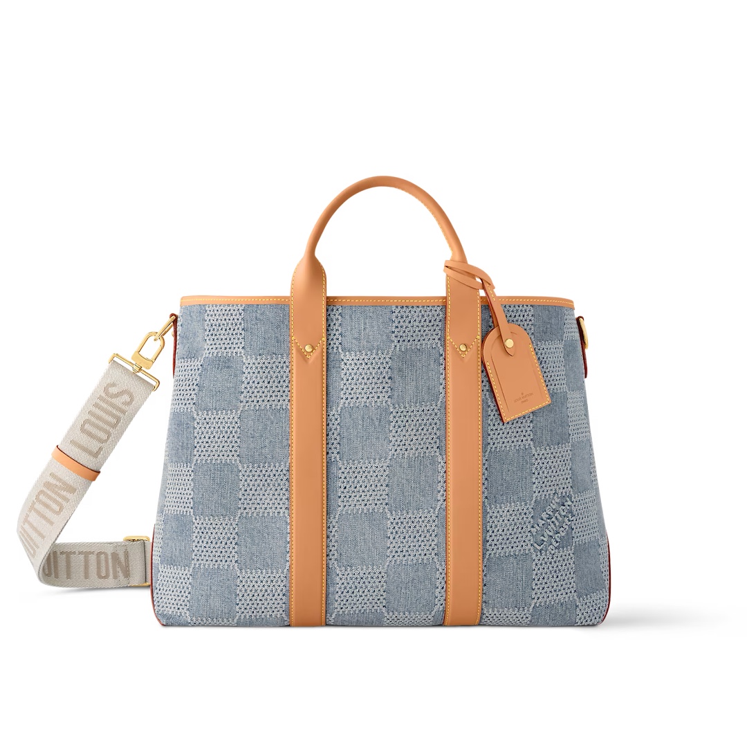 Louis Vuitton WEEKEND TOTE handbagN40702 blue (plaid denim) official show