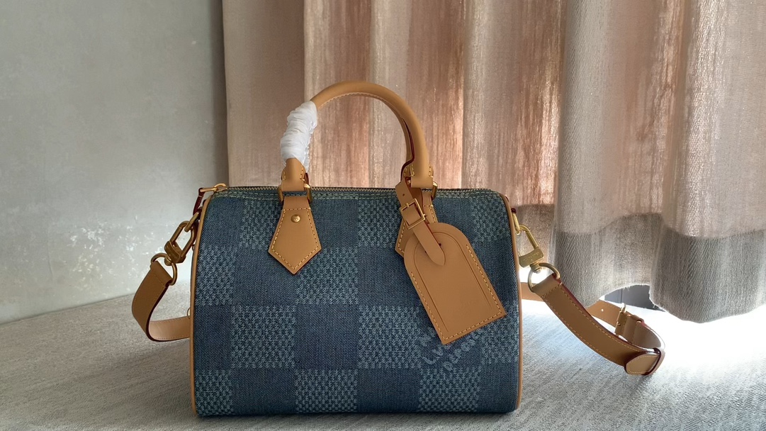 Louis Vuitton [Speedy 25 handbag] N40700 blue (plaid denim) upgraded version