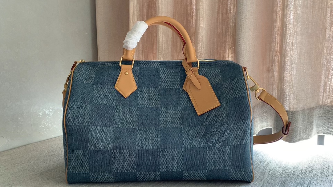 Louis Vuitton [SPEEDY 40 BANDOULIERE handbag] N40701 blue (plaid denim)