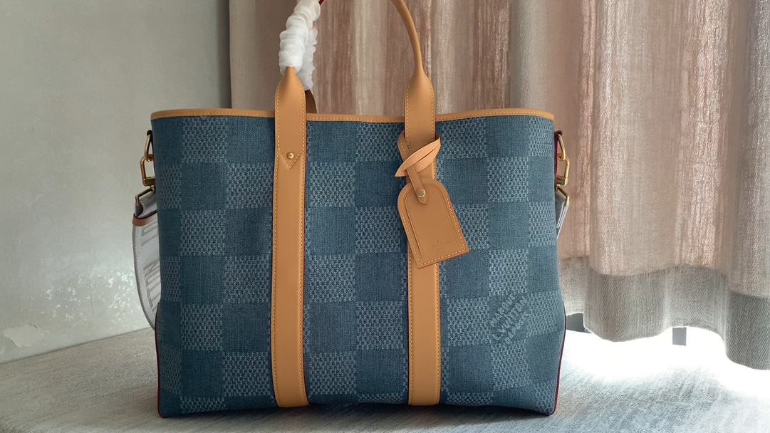Louis Vuitton WEEKEND TOTE handbagN40702 blue (plaid denim)