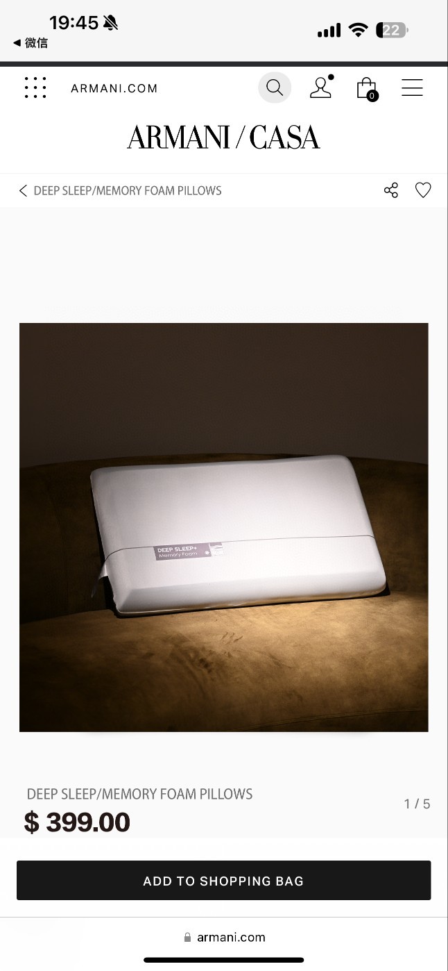 Armani / Casa Dual-Core Memory Foam Sleep Pillow - Comprehensive