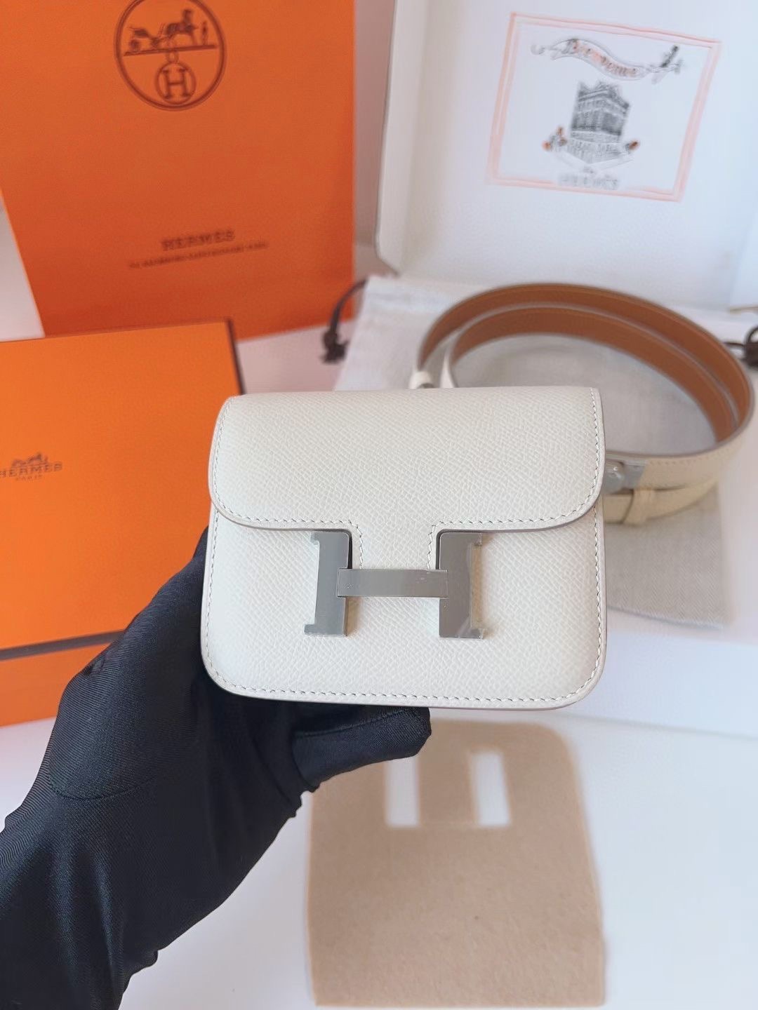 Hermès 配送 全套礼盒包装 进口 头层牛皮带kelly 凯莉 包包+腰带 高级感迷你康康包豆腐包小方包