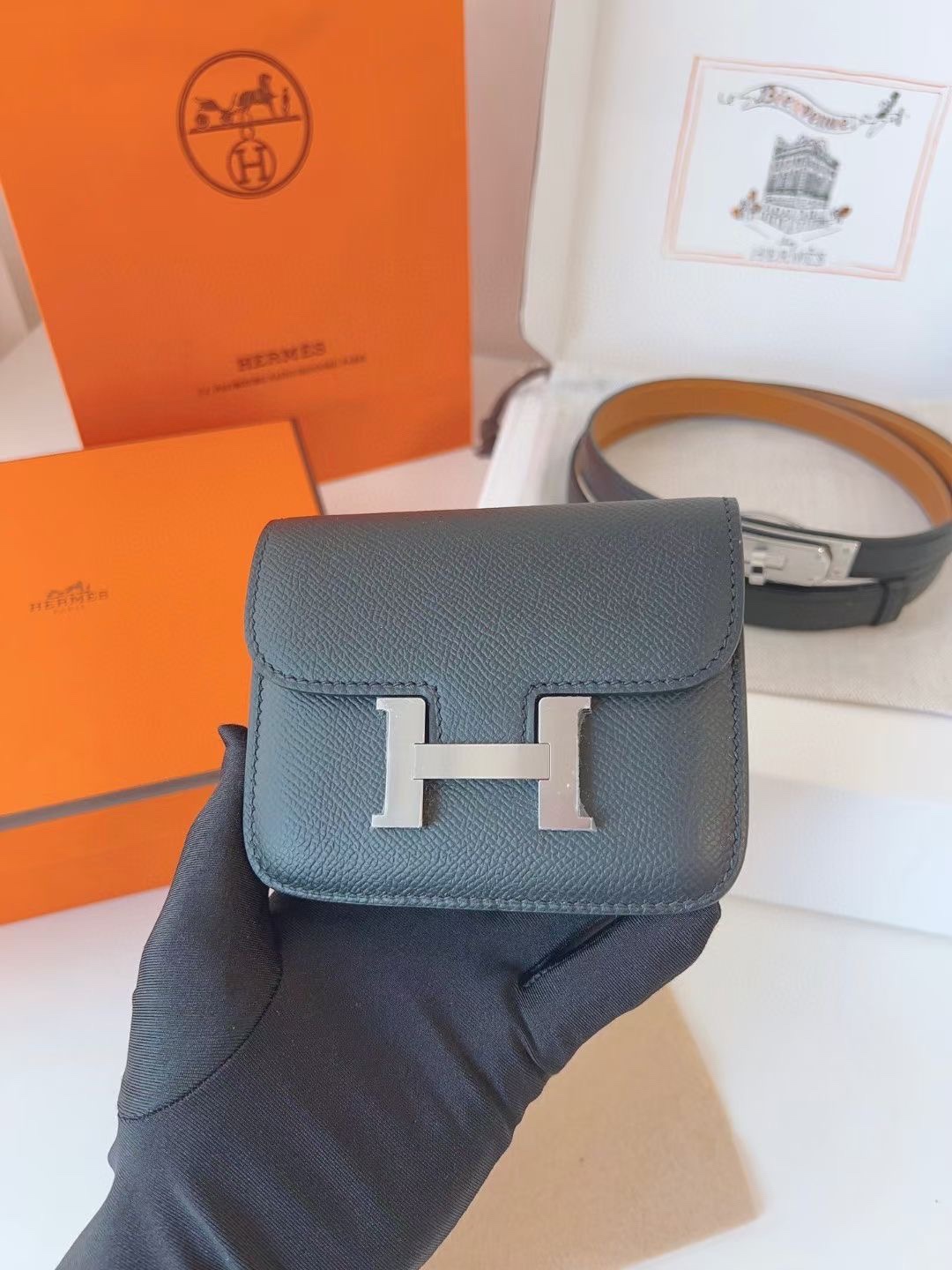 Hermès 配送 全套礼盒包装 进口 头层牛皮带kelly 凯莉 包包+腰带 高级感迷你康康包豆腐包小方包