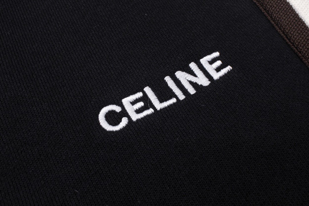 赛琳/CELINE 夏季新款 经典字母刺绣两侧条纹拼接休闲短裤