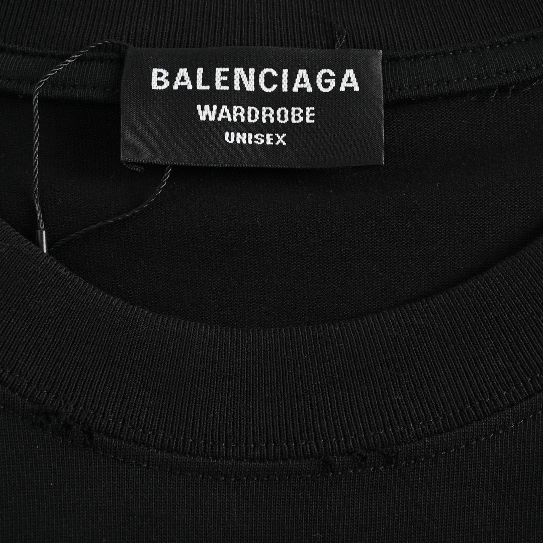 巴黎世家/Balenciaga 春夏新款 手绘涂鸦圆领短袖T恤