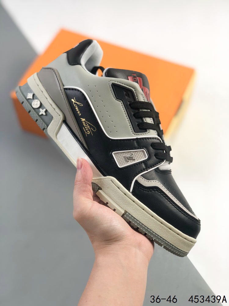 ️公司级！LVLVLV Trail Sneaker Low 休闲运动文化百搭篮球板鞋 致TPR光泽鞋底#耐弯折滴塑支持片#鞋垫嵌入超软脚感乳胶材质的篮球鞋 Size：如图所示ID：453439A1