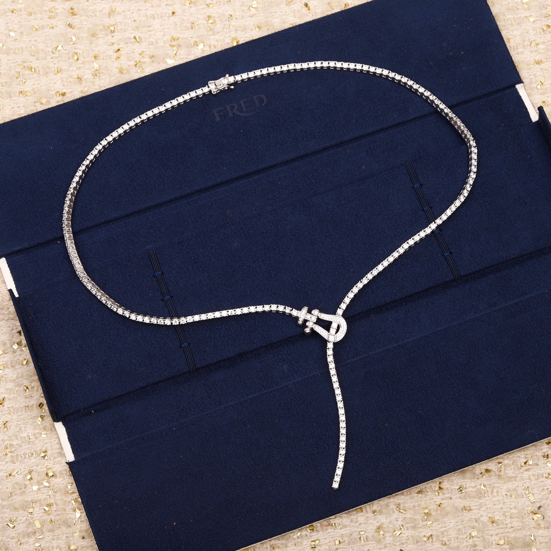 [Niche Series Jewelry]208856 [Our Product] Horseshoe Full Diamond Necklace Rea