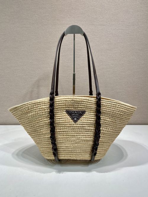 Prada Raffia Tote Bag, Hand-Woven Design, Spacious Interior - Summer Essential 1 Prada Raffia Tote Bag, Hand-Woven Design, Spacious Interior - Summer Essential