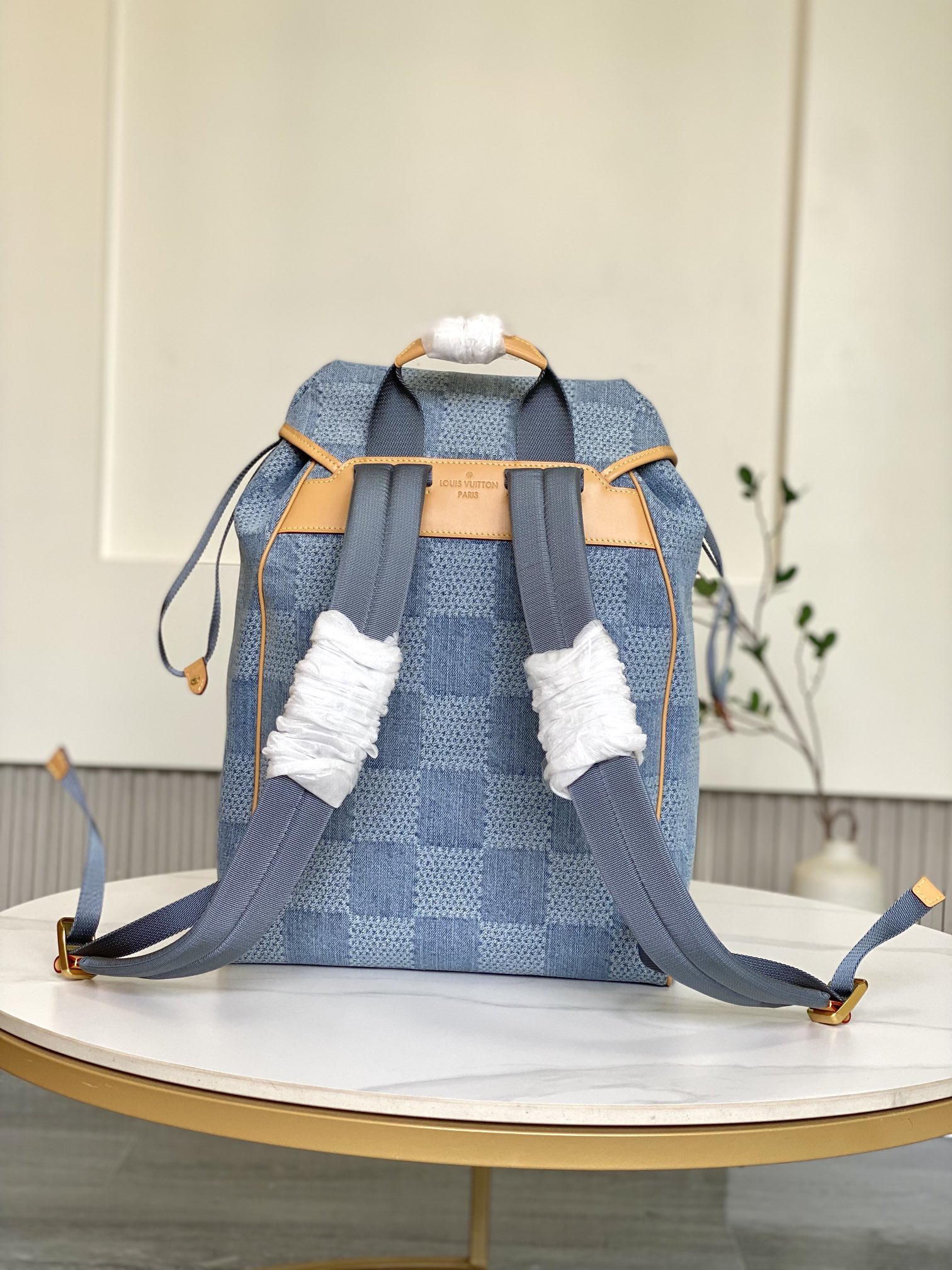 [Backpacks]Denim plaid backpackmontsouris impresses the monogram pattern o