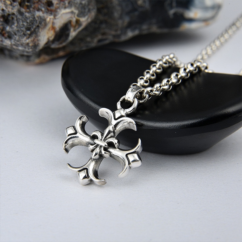 Chrome Hearts ch剋罗心十字架项链潮人个性朋克男女项链吊坠 毛衣链饰品