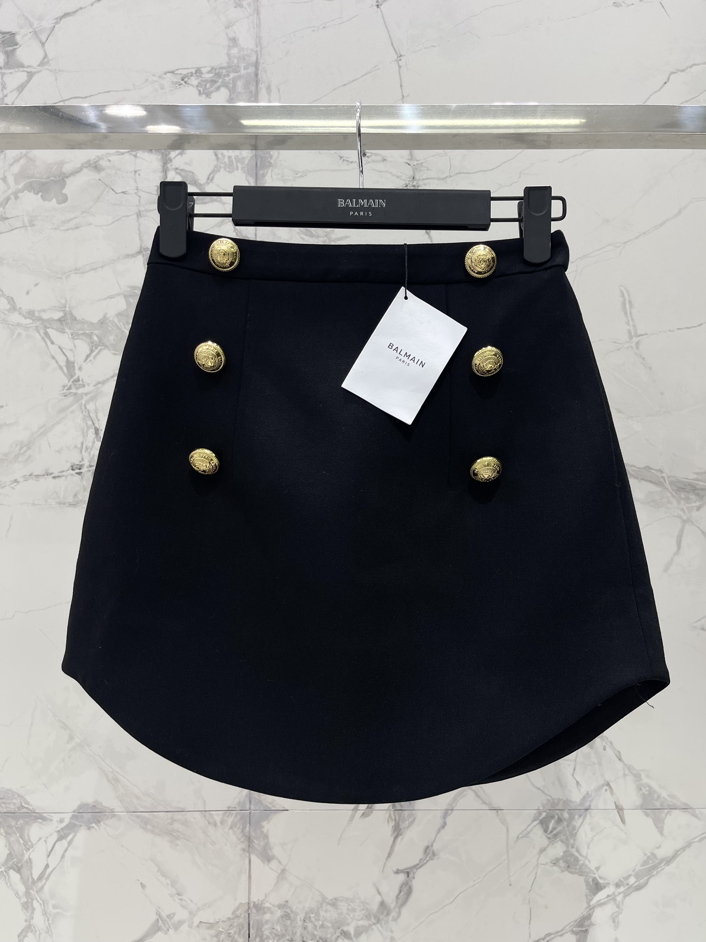 Balmain Gold Button U-Hem Skirt - Tencel Fabric, High Waist, SML Sizes 2 i1720060290 3878 0