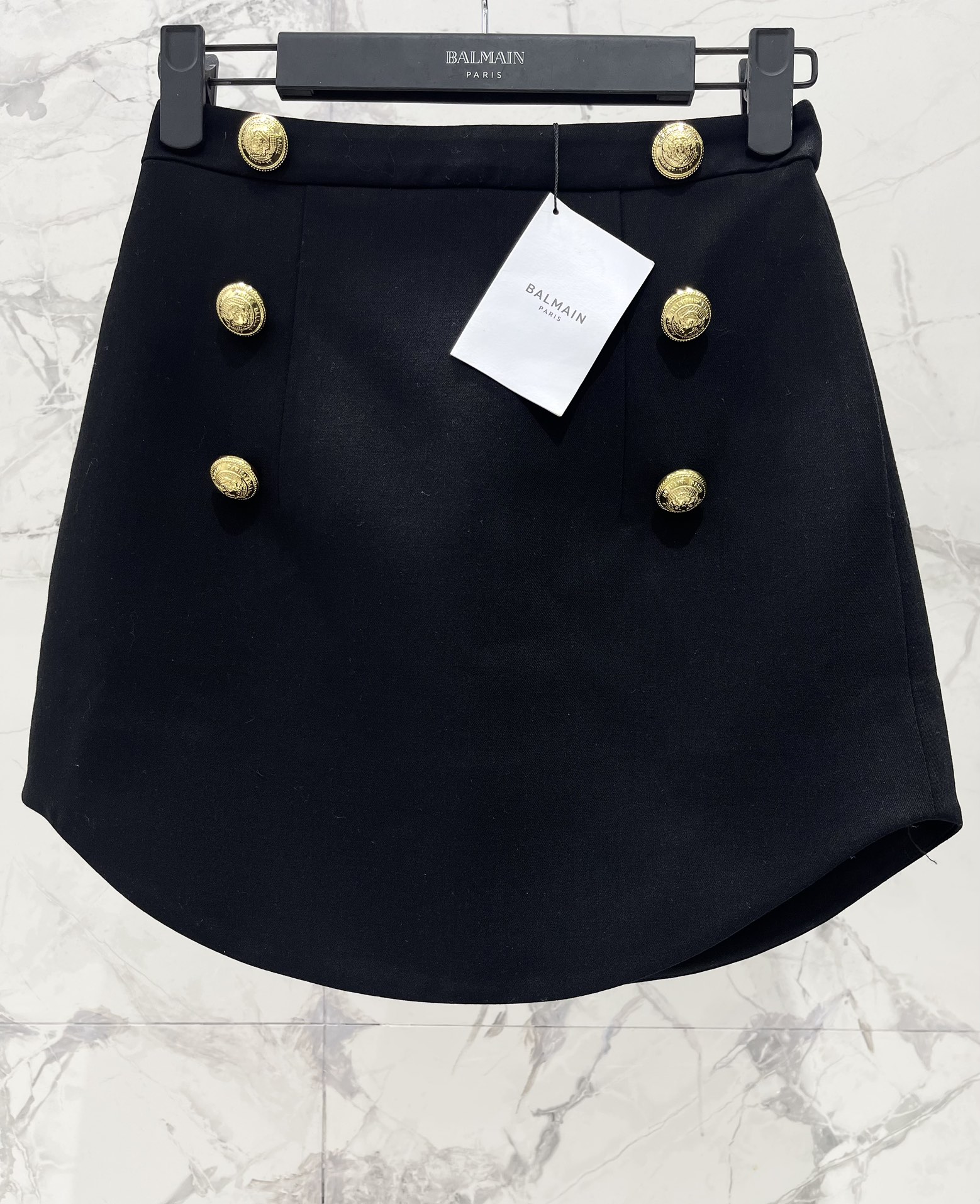Balmain Gold Button U-Hem Skirt - Tencel Fabric, High Waist, SML Sizes 3 i1720060290 5363 2