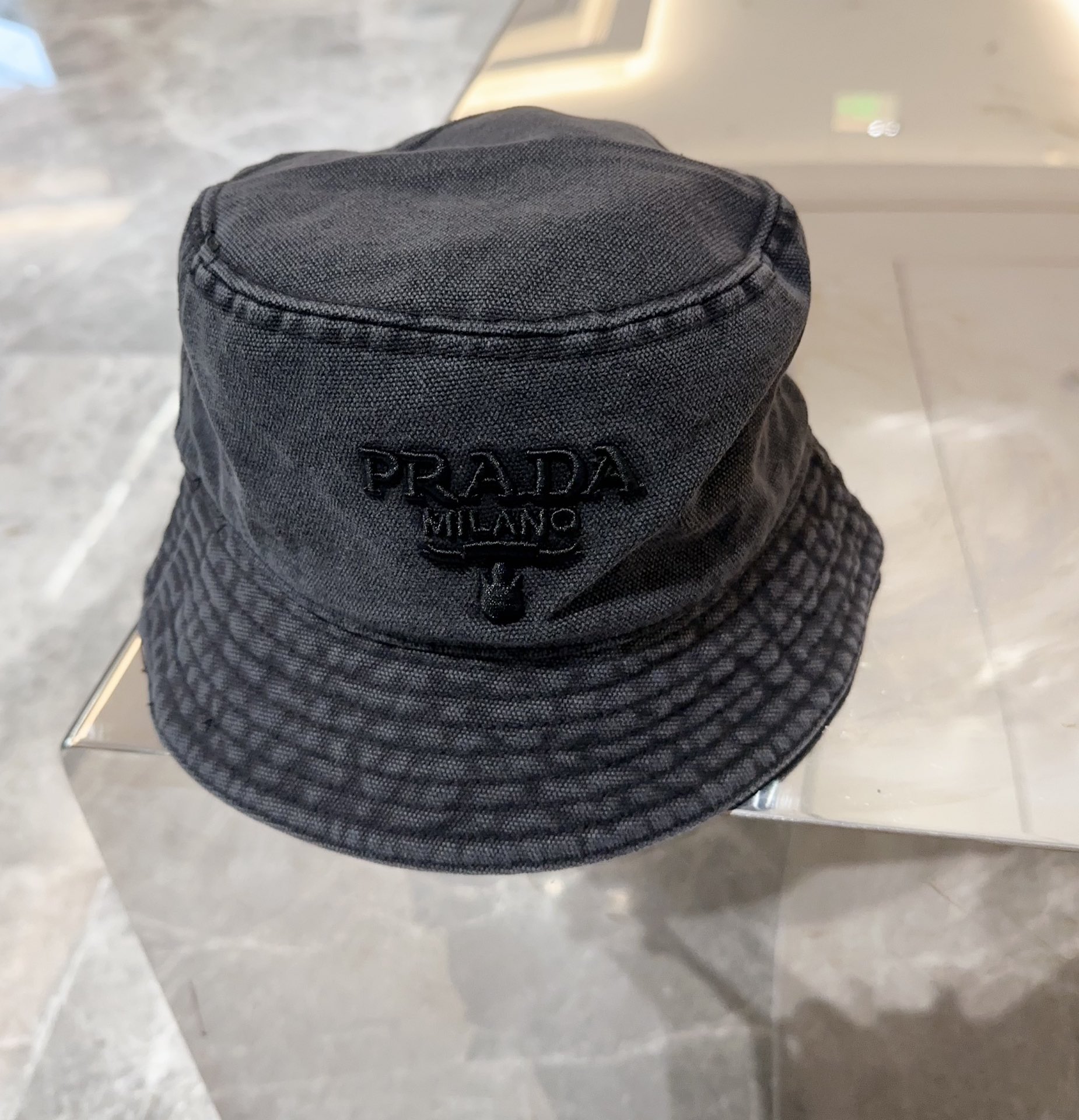 Prada Hats Bucket Hat Embroidery