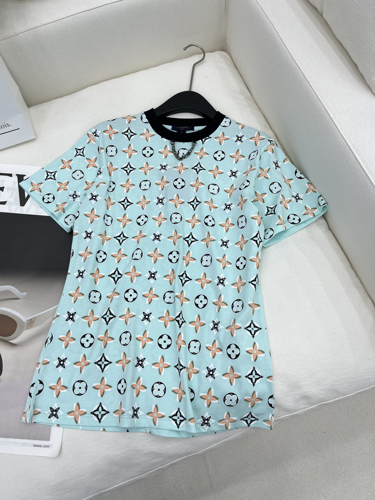 Louis Vuitton Ropa Camiseta Azul Impresión Colección primavera – verano Manga corta