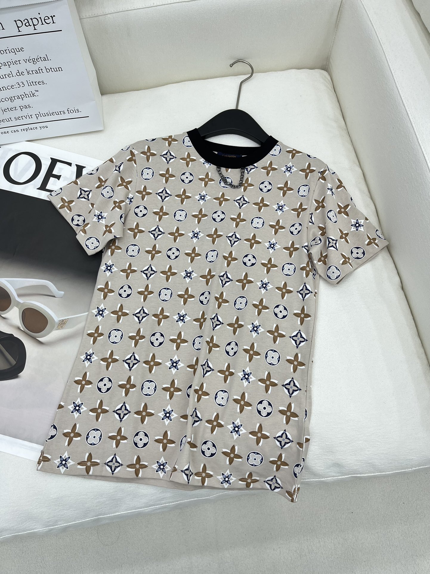 Louis Vuitton Ropa Camiseta Azul Impresión Colección primavera – verano Manga corta