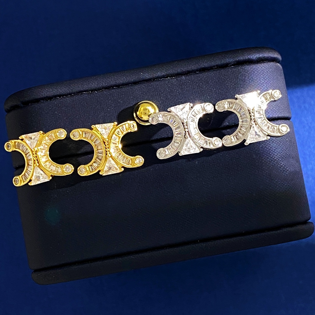 Celine Jewelry Earring Gold Platinum White Yellow Brass