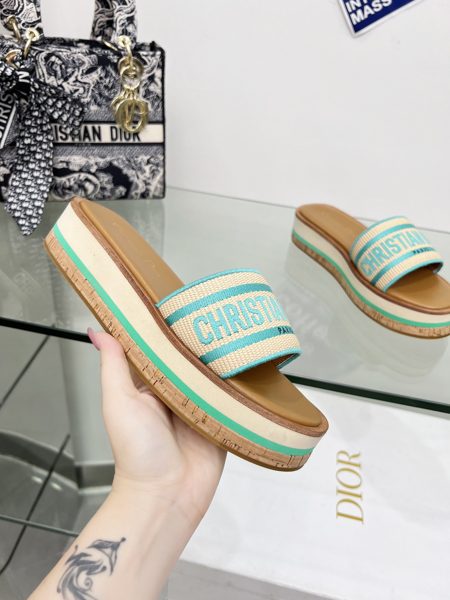 Dior Dway Platform Slides Sandals Espadrille Raffia Embroidery Sandal 1 Dior Dway Platform Slides Sandals Espadrille Raffia Embroidery Sandal