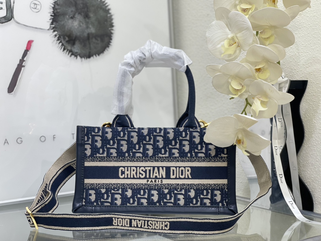 מעצב העתק
 דיור Dior Book Tote תיקים תיקי יד תיקי טוט כחול התחבורה קווייד אוסף נפל Oblique מיני