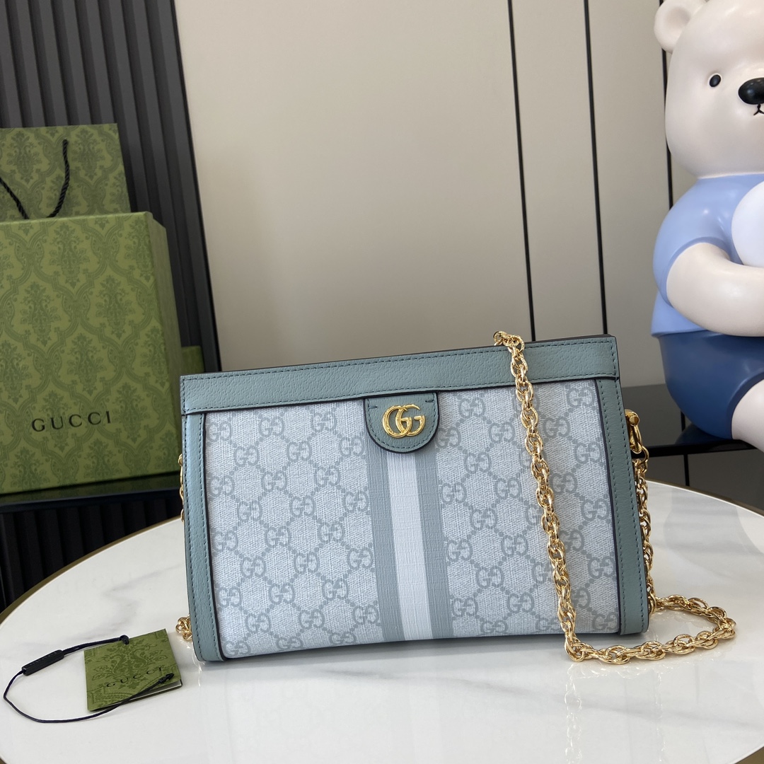 Gucci GG Supreme Crossbody & Shoulder Bags Blue Gold Grey Light Canvas Cotton