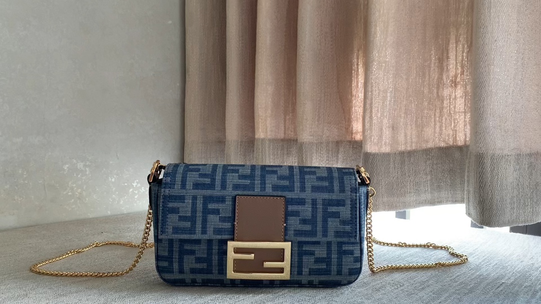 Fendi [Baguette mini handbag] light blue denim