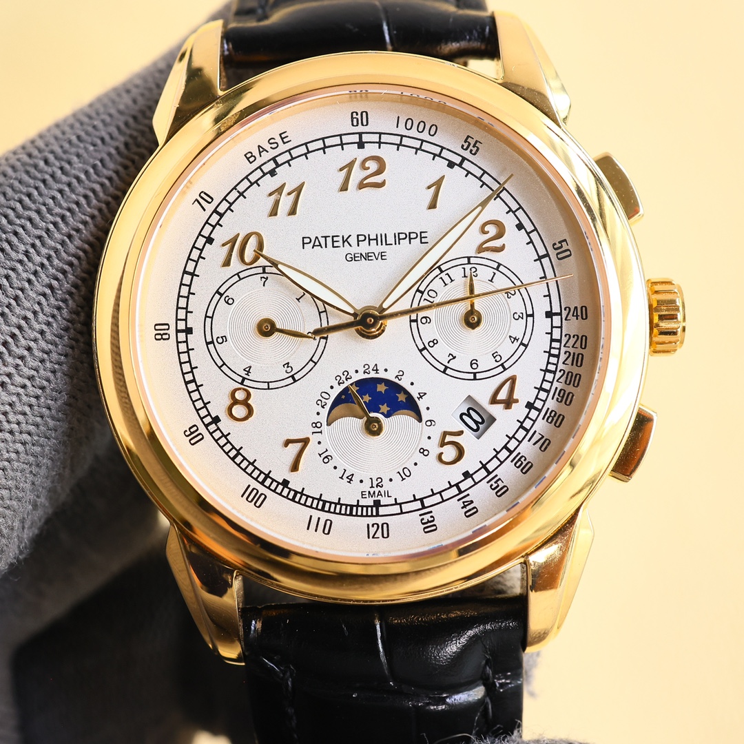 Patek Philippe Zegarek Niebieski Biały Skóra cielęca krowia Pasek ze skóry cielęcej