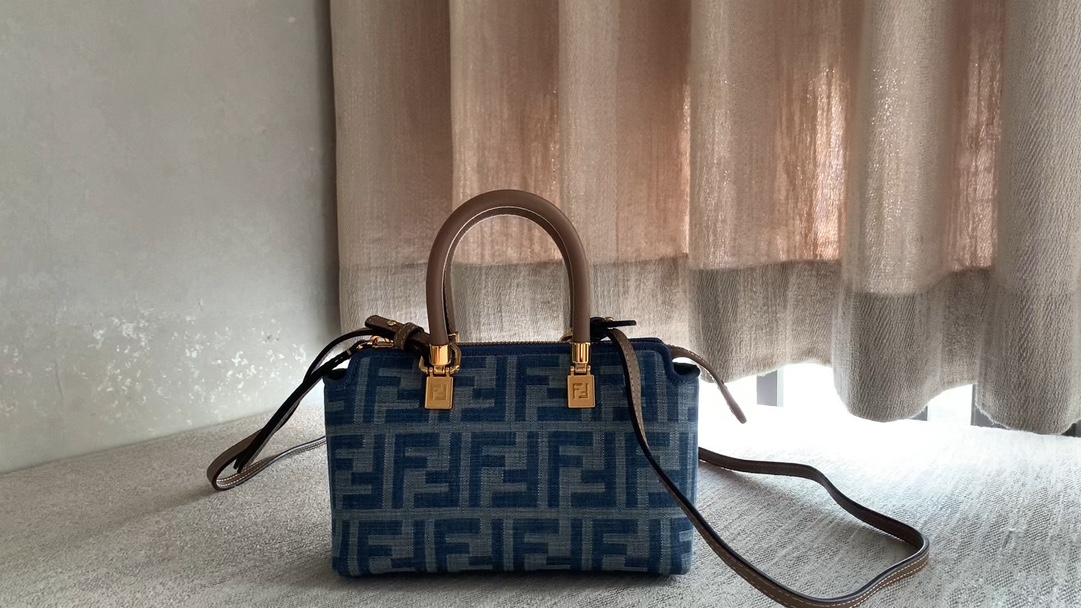 Fendi [By The Way Boston Mini Handbag] F607 Light Blue Denim