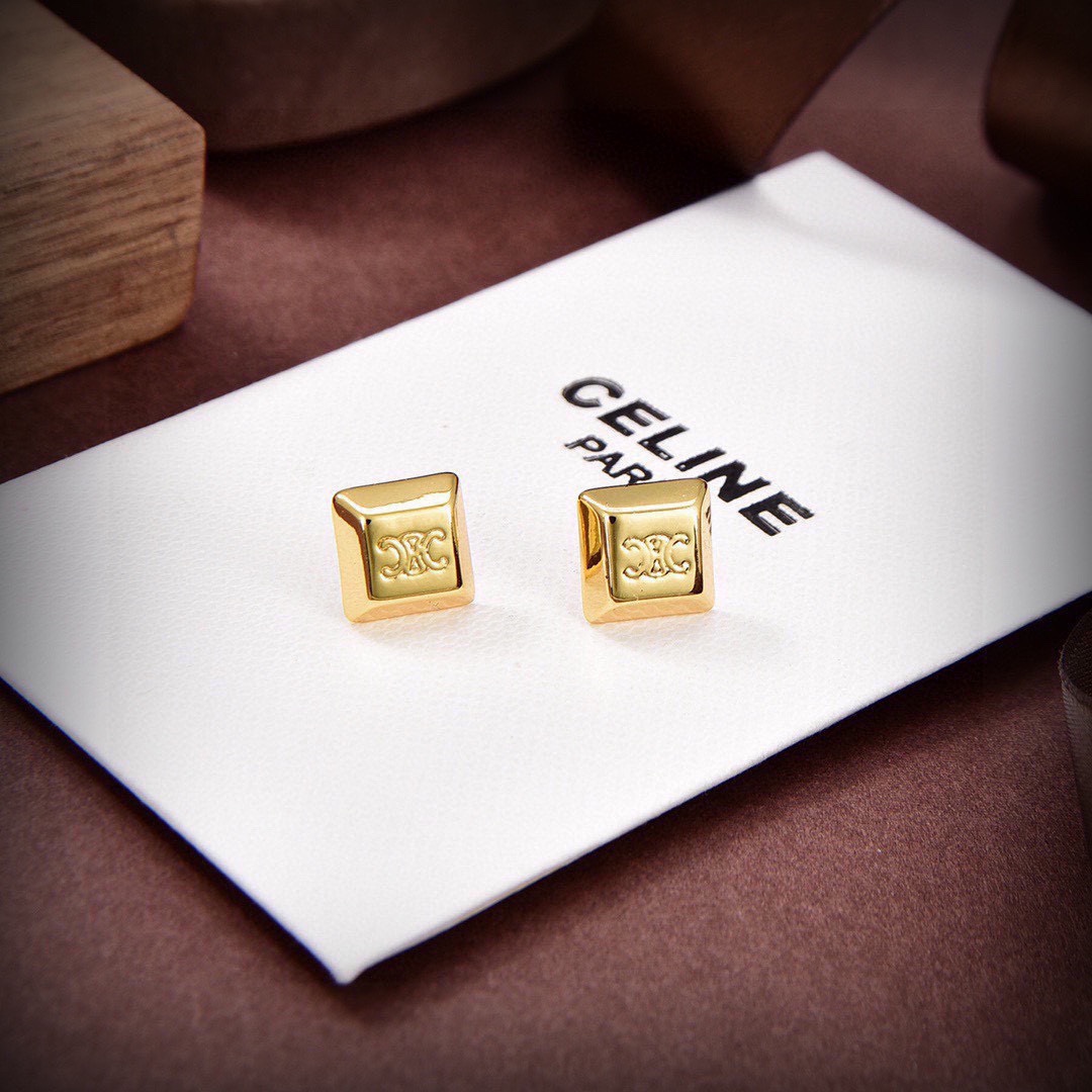 Celine Jewelry Earring Yellow Engraving Brass