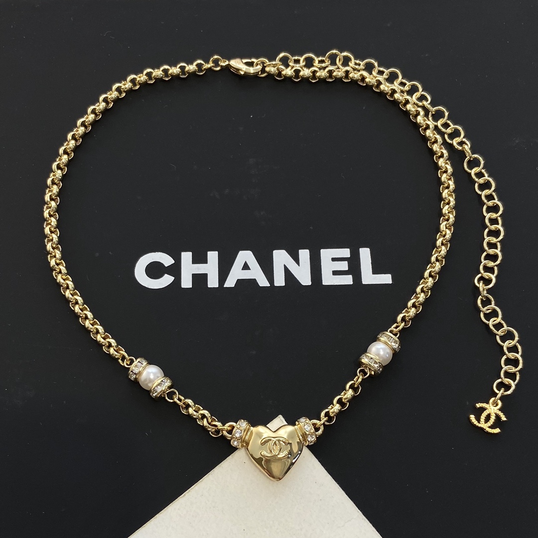 NO:104097,CH@NEL Xiang@er 24P glossy love necklace, Chanel necklace, chanel, necklace19860909CH@NEL 香@儿24P光面爱心项链,香奈儿项链,chanel,necklace,Jewelry