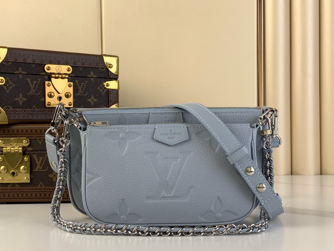 Louis Vuitton LV Multi Pochette Accessoires Borse Borsette Pochette Resigner 1: 1 replica
 Blu Empreinte​ Catene M80399