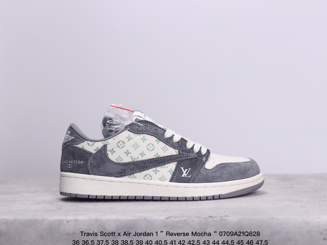 公司级✅AJ倒勾Travis Scott x Air Jordan 1 ” Reverse Mocha “ AJ1乔1 TS 闪电 联名倒钩 低帮文化篮球鞋 完美品质出货 细节如图所示  鞋1