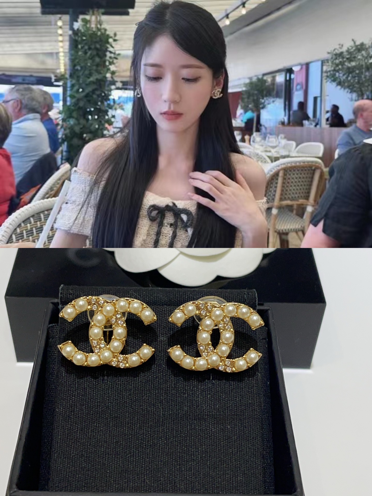 NO:631077,88200. The ear clip version arrived today. 24A new rhinestone and pearl double C gold ear clip. Basic model with a sense of design. Can not go wrong for daily wear. Pearl and rhinestone have the temperament of a wealthy daughter. Fairies without pierced ears must buy very classic and versatile. Z version customized. Brass material, Swarovski diamonds. Ear clip with packaging box, Cardia high-end jewelry.1986090988200.今日到货耳夹版 24A新款水钻拼珍珠双C金色耳夹 带着设计感的基础款 日常佩戴不出错 珍珠拼水钻非常有富家千金的气质 无耳洞仙女们必买非常经典百搭 z版定制 黄铜材质 施华洛钻 耳夹带包装盒,,卡迪亚高端饰品,Jewelry