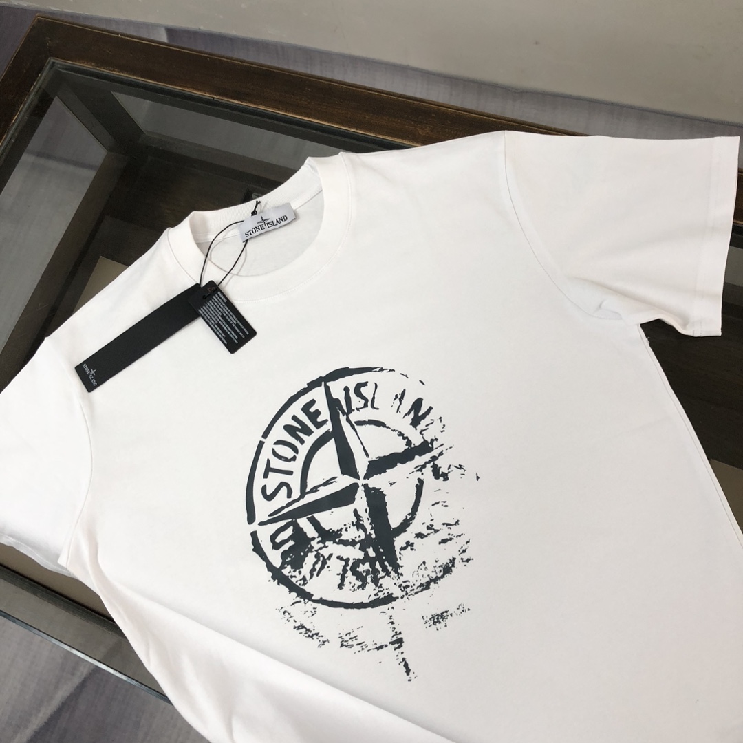 “Stone Island Custom Cotton T-shirts: Original Design, Comfortable Fit, Various Sizes Available” - 图片 3