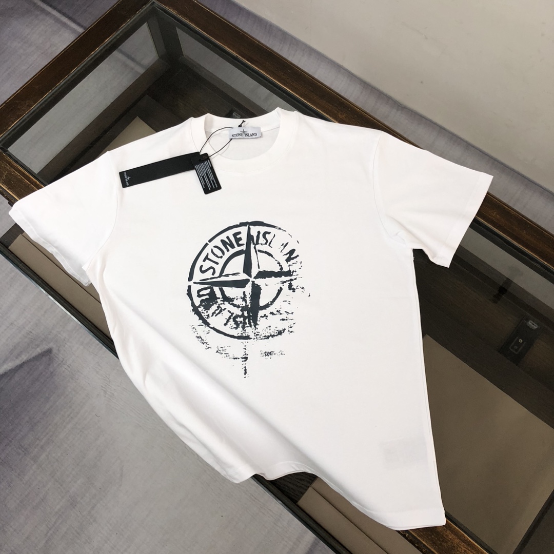 “Stone Island Custom Cotton T-shirts: Original Design, Comfortable Fit, Various Sizes Available”