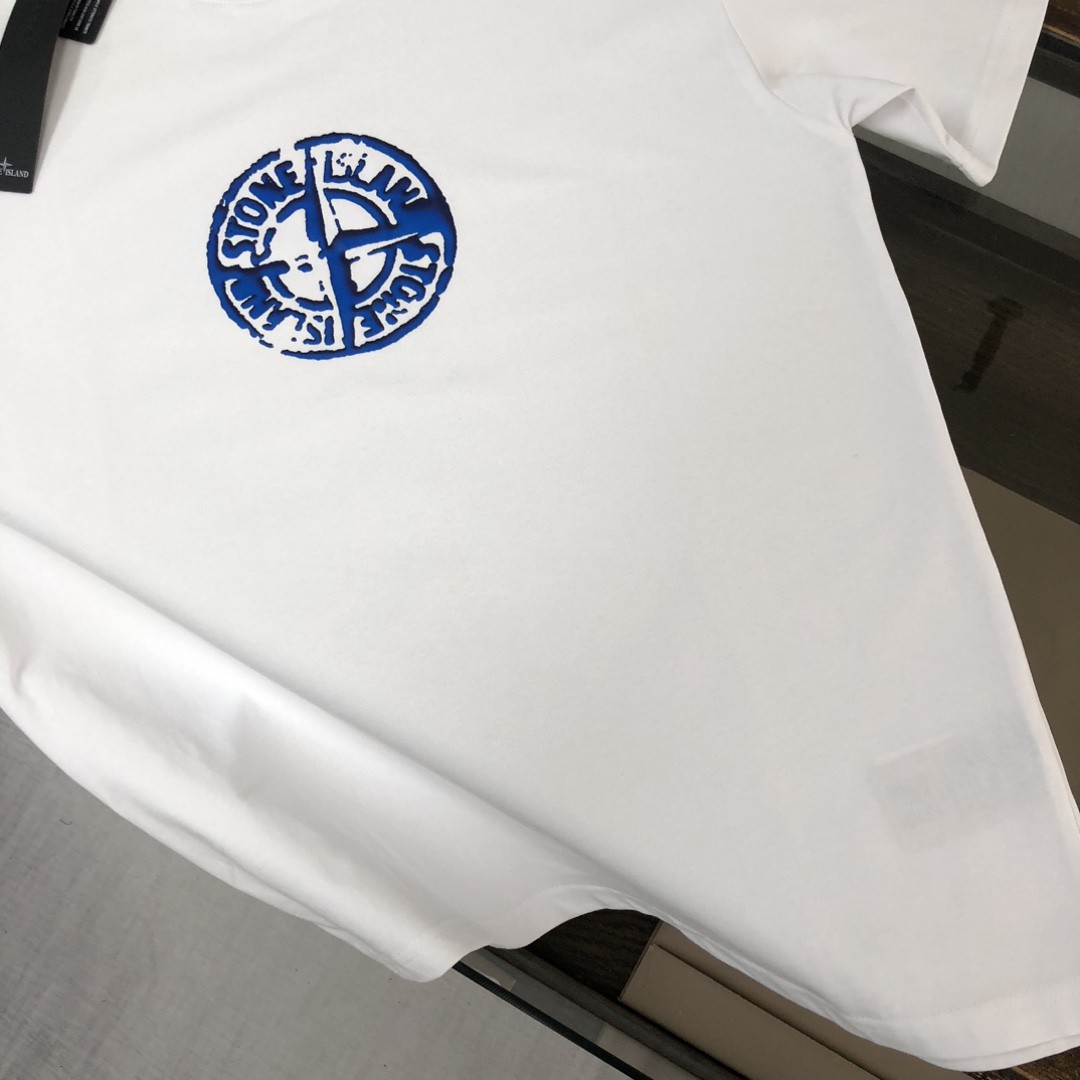 Stone Island Custom Cotton T-shirts in Black/White, Sizes S-XL, Unique Design Style - 图片 7