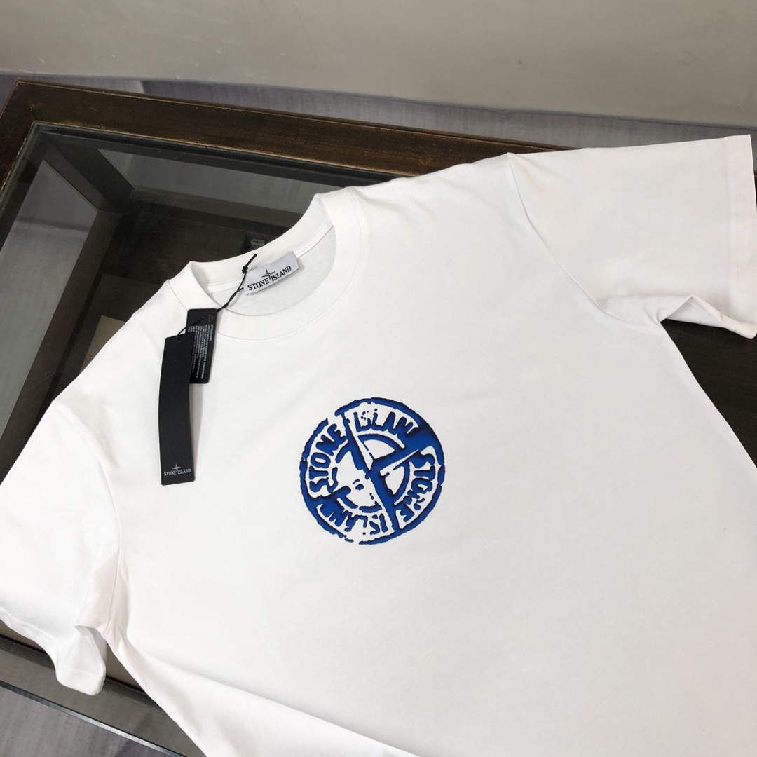 Stone Island Custom Cotton T-shirts in Black/White, Sizes S-XL, Unique Design Style - 图片 3