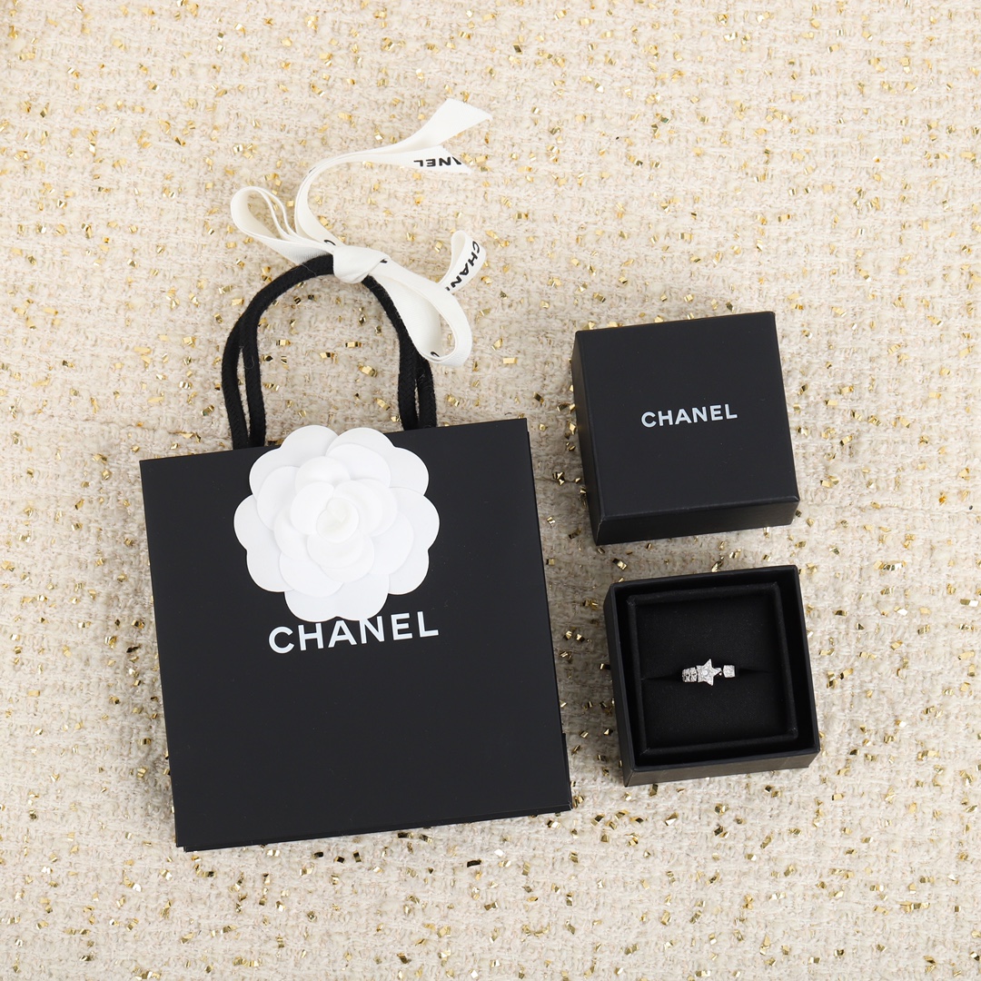 Chanel Joyas Anillo Incrustados con diamantes 925 plata