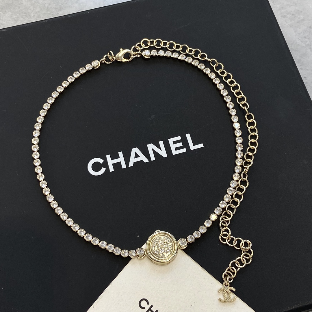 NO:104075,CH@NEL CHANEL ROUND CIRCLE CHANEL NEARCH, CHANEL NEARCH, CHANEL, necklace19860909CH@NEL 香@儿圆形满钻项链,香奈儿项链,chanel,necklace,Jewelry