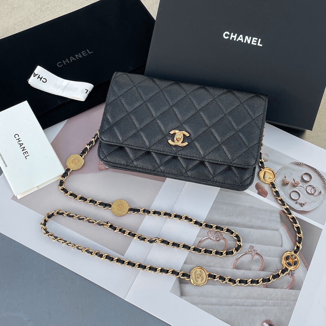 NO:181974,Xiangjia high-end handicraft workshop gold coins woc fortune bag, lychee leather pattern yyds high-end look and wear-resistant, belt and gold coins make the bag more noble, model: A J00052 J Size 19.5×12×4cm, CHANEL, chanel, chanel19860909香家高级手工坊金币woc发财包,荔枝皮纹yyds高级耐看还耐磨,皮带配金币让包包更显贵气, 型号:A J00052 J 尺寸19.5×12×4cm,CHANEL,chanel,chanel,Bag