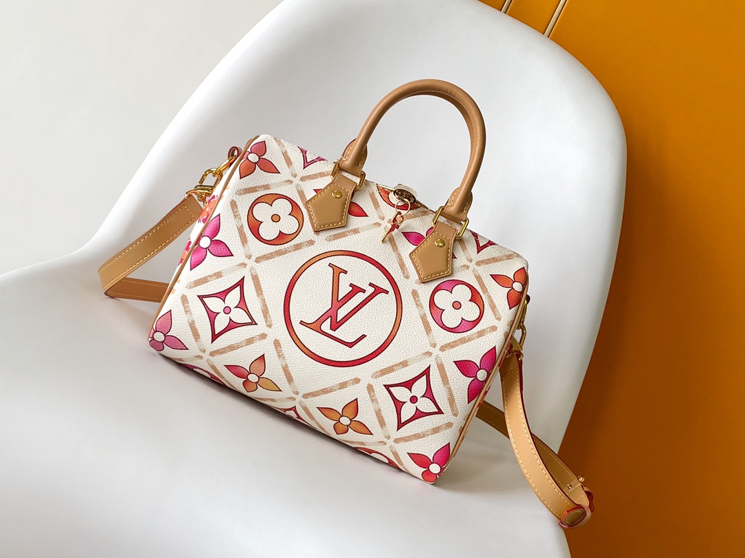 Louis Vuitton LV Speedy Taschen Handtaschen Reisetaschen Rosa Drucken Leinwand Rindsleder Gewebe Sommerkollektion Circle Mini M11264