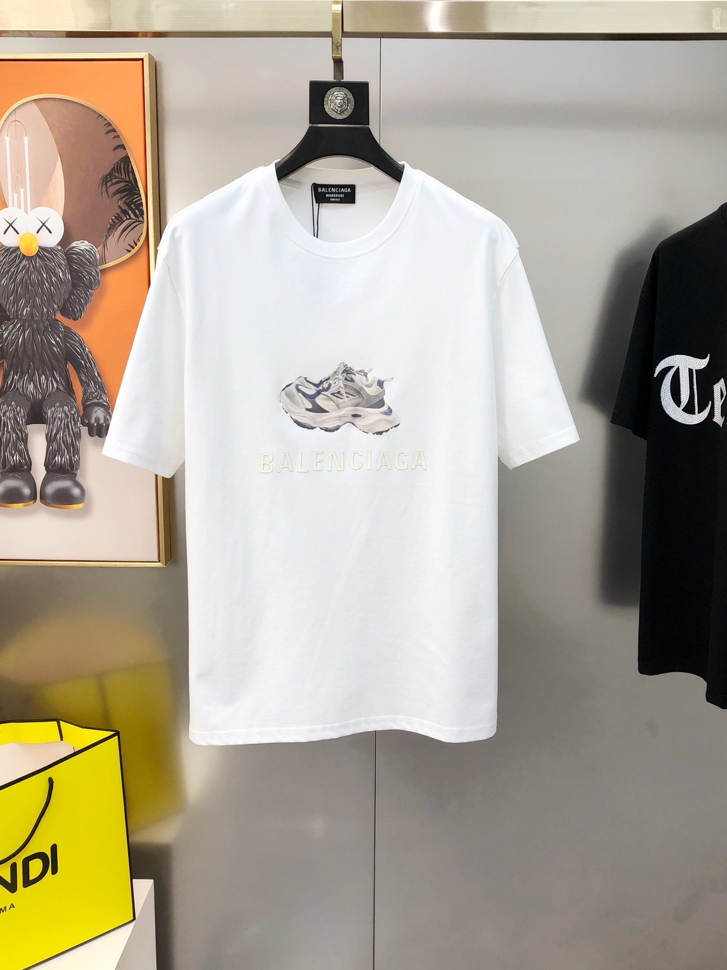 Balenciaga Clothing T-Shirt Black White Men Cotton Spring/Summer Collection Fashion Short Sleeve