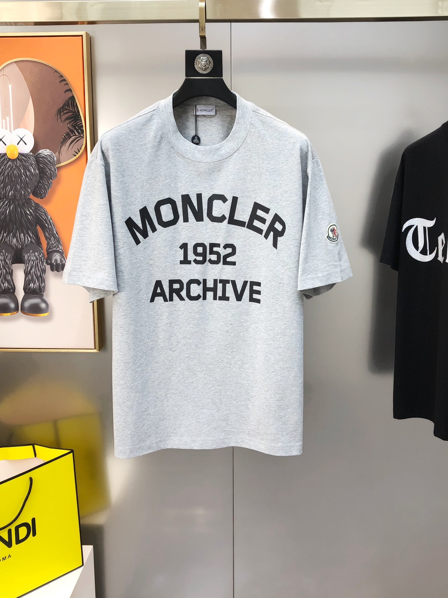 Moncler Clothing T-Shirt Black Grey White Men Cotton Spring/Summer Collection Short Sleeve