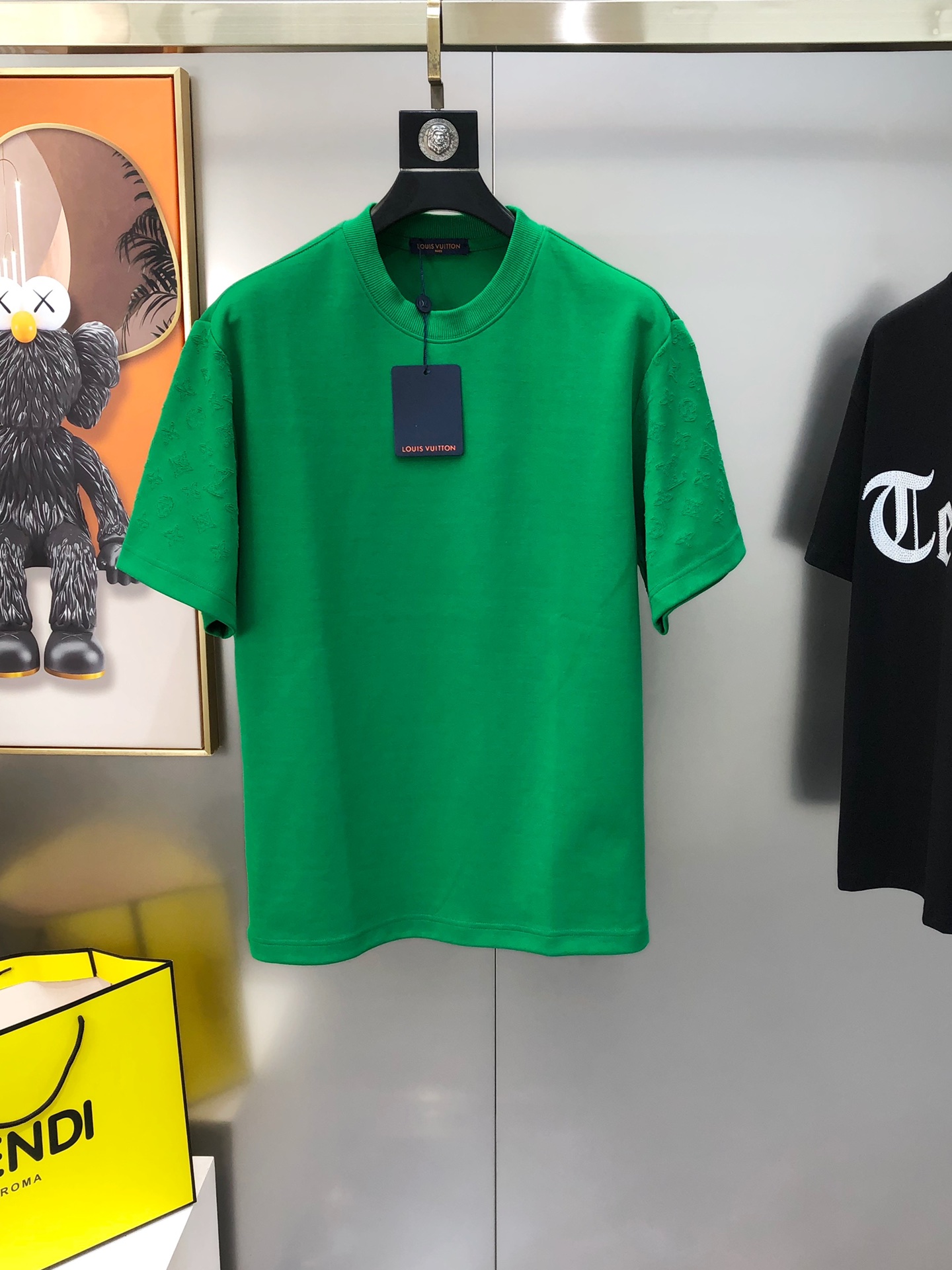 Louis Vuitton Clothing T-Shirt Black Blue Green White Yellow Men Cotton Spring/Summer Collection Short Sleeve