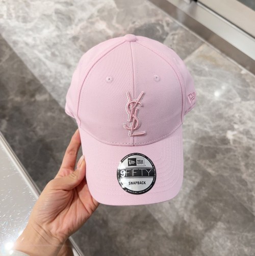 Yves Saint Laurent Pink Baseball Cap with Embroidered Logo 1 Yves Saint Laurent Pink Baseball Cap with Embroidered Logo
