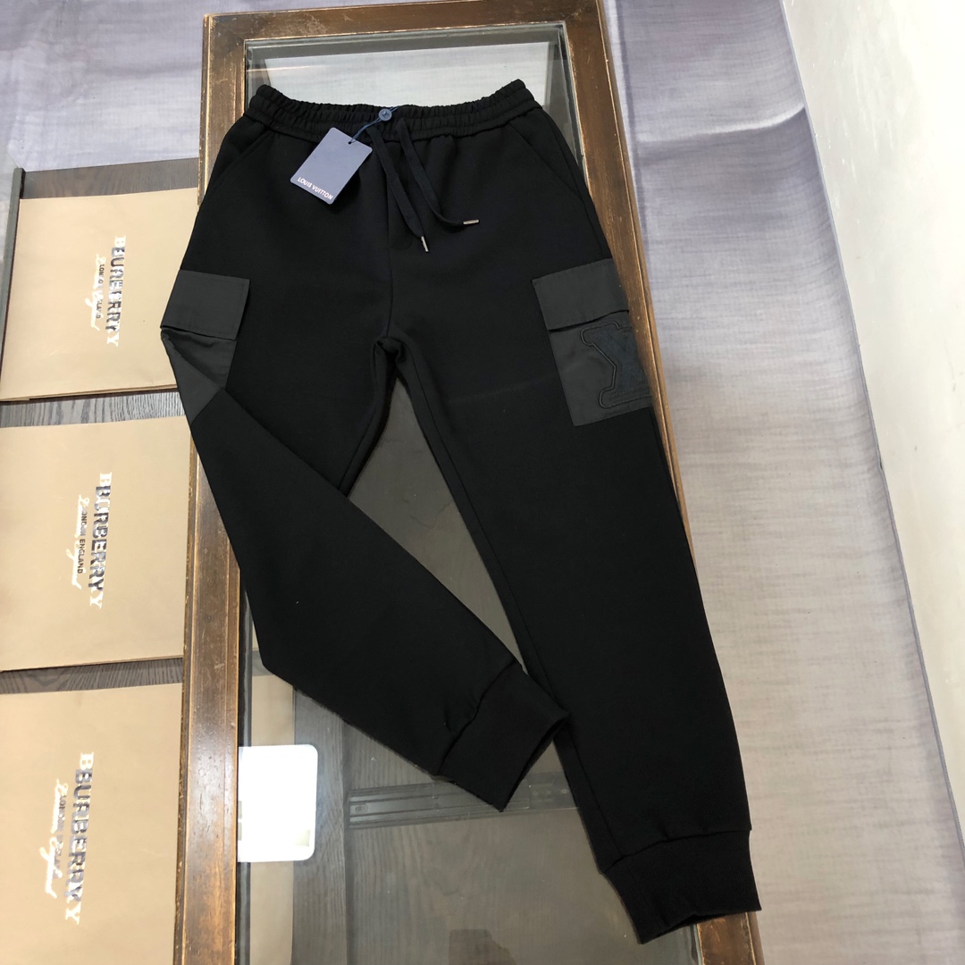 Louis Vuitton Ropa Pantalones Negro Blanco Bordado Algodón Colección de otoño Casual