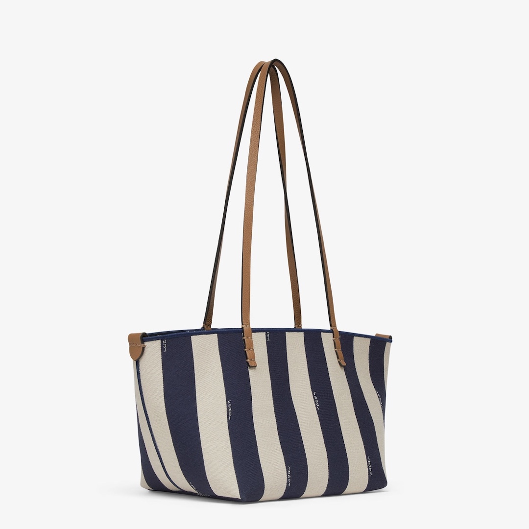 Fendi Striped Tote Bag with Leather Straps, Stylish Carryall for Women