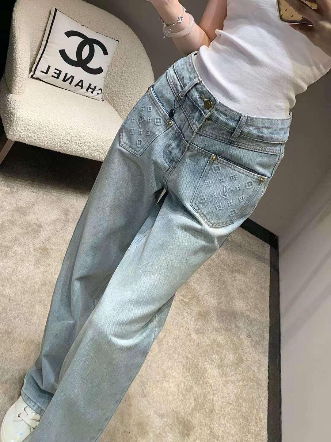 Louis Vuitton Ropa Vaqueros Pantalones Azul claro