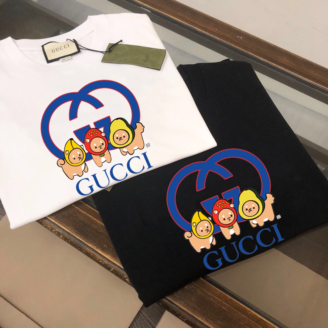 Gucci Kleding T-Shirt Zwart Wit Lente/Zomercollectie Fashion Korte mouw