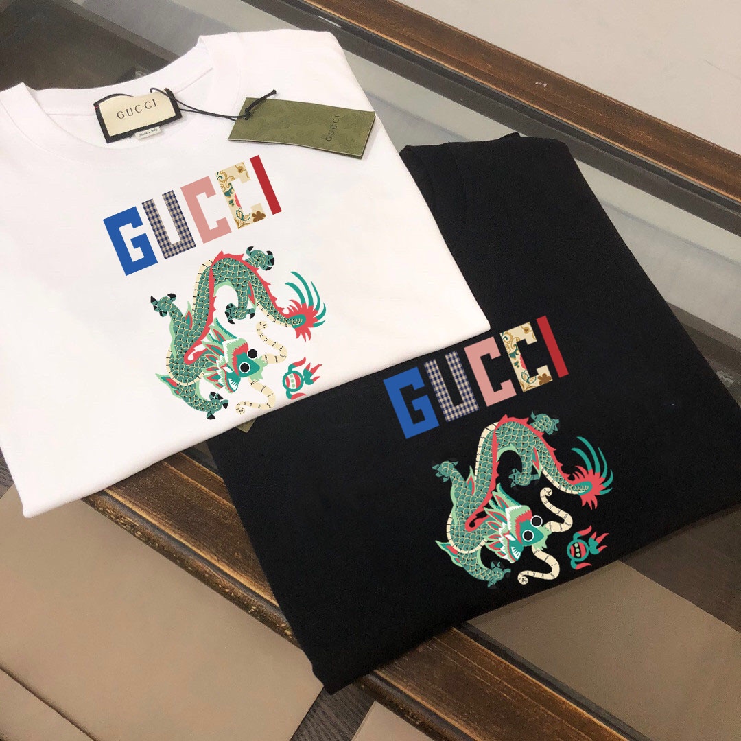 Gucci Kleding T-Shirt Zwart Wit Lente/Zomercollectie Fashion Korte mouw